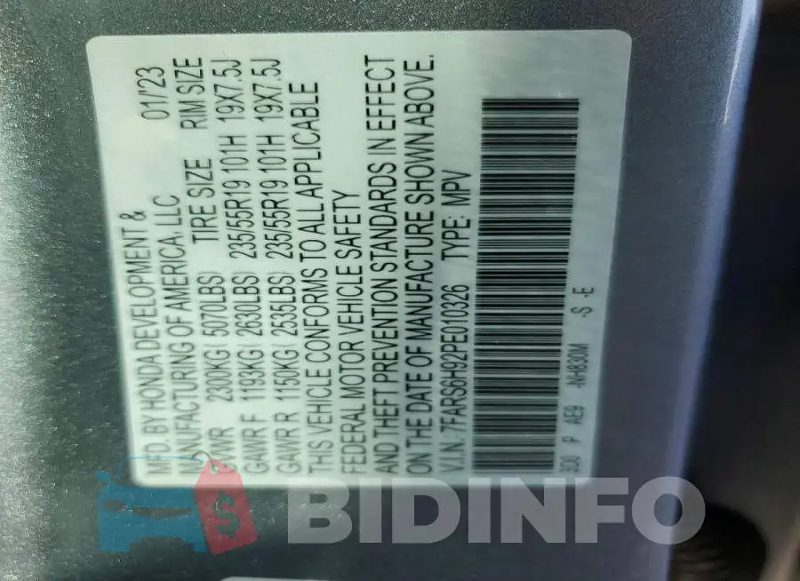 7FARS6H92PE010326 Photo# 14