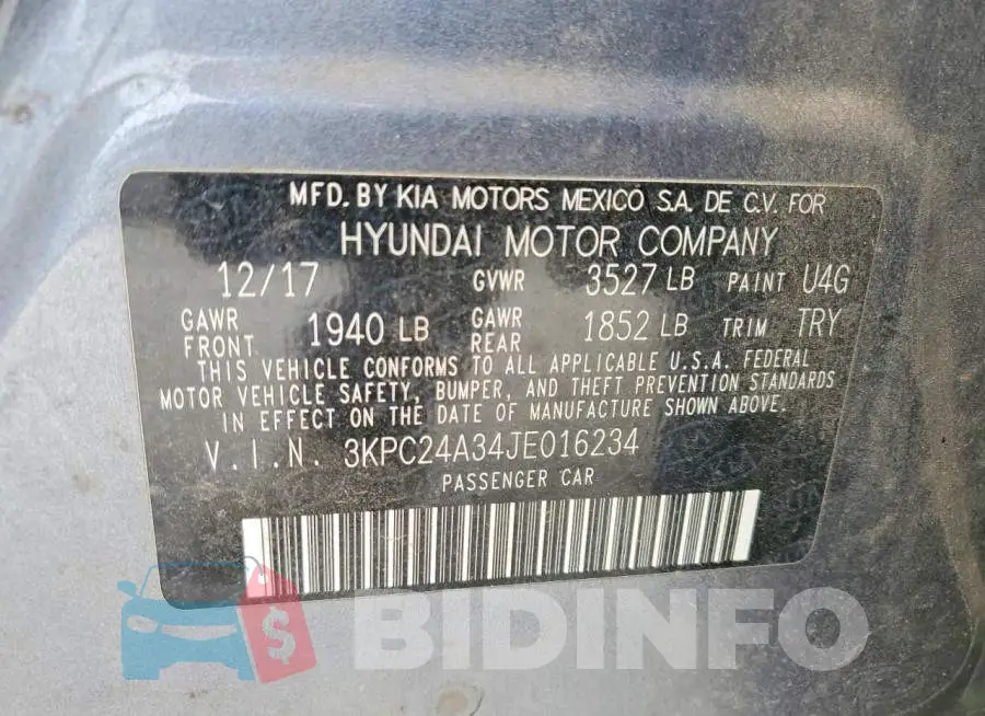 3KPC24A34JE016234 Photo# 12