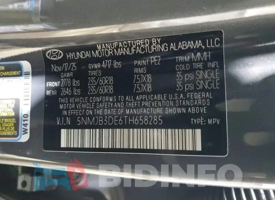 5NMJB3DE6TH658285 Photo# 14