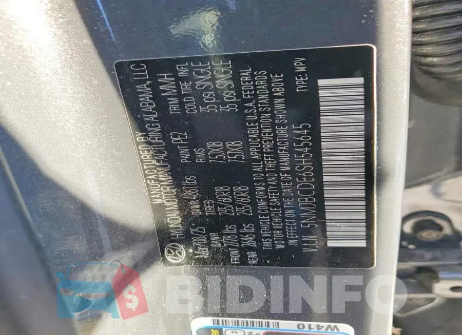 5NMJBCDE6SH545645 Photo# 14