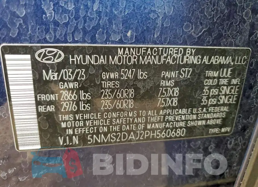 5NMS2DAJ2PH560680 Photo# 13