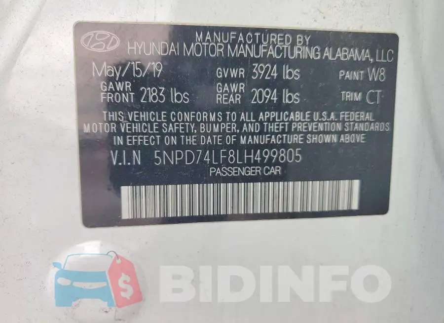 5NPD74LF8LH499805 Photo# 12