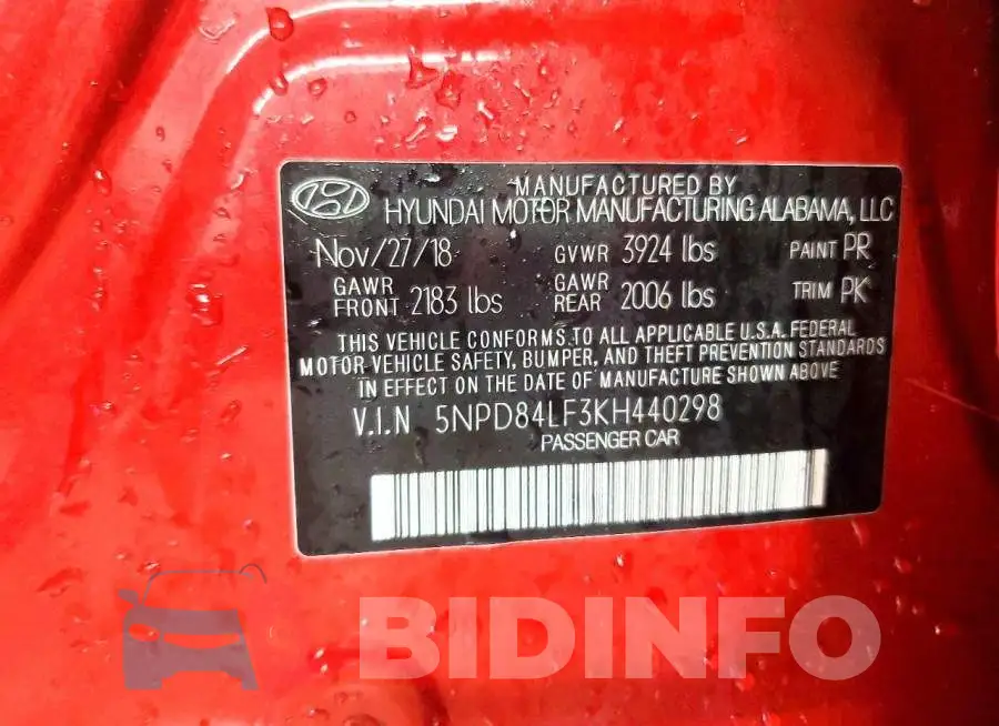 5NPD84LF3KH440298 Photo# 12