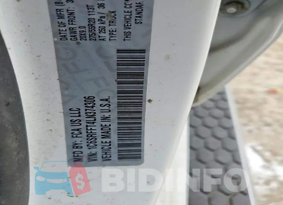 1C6SRFFT4LN374306 Photo# 12