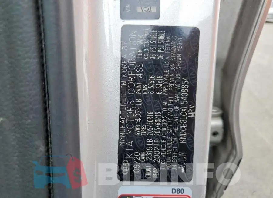 KNDCB3LCXL5438854 Photo# 14