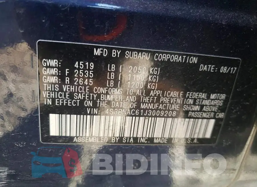 4S3BNAC61J3009208 Photo# 12