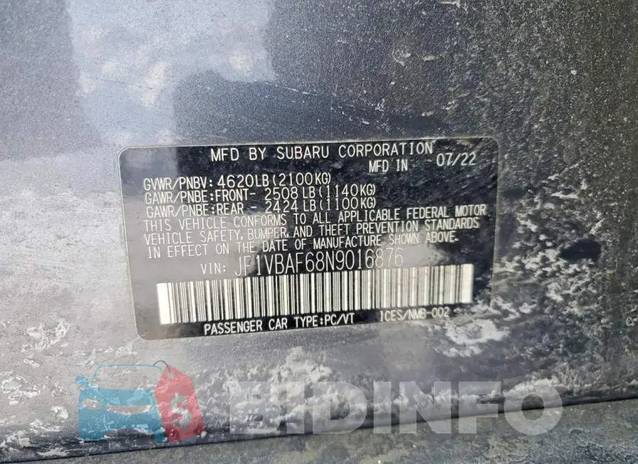 JF1VBAF68N9016876 Photo# 12