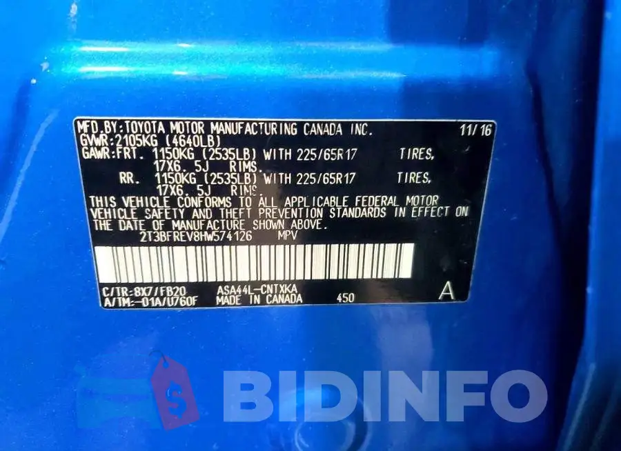 2T3BFREV8HW574126 Photo# 13