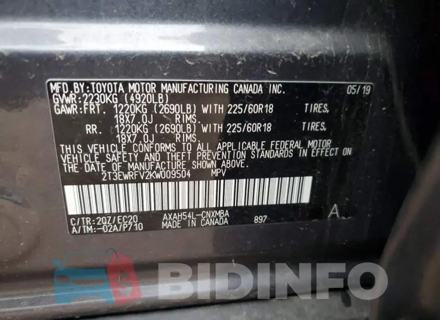 2T3EWRFV2KW009504 Photo# 12