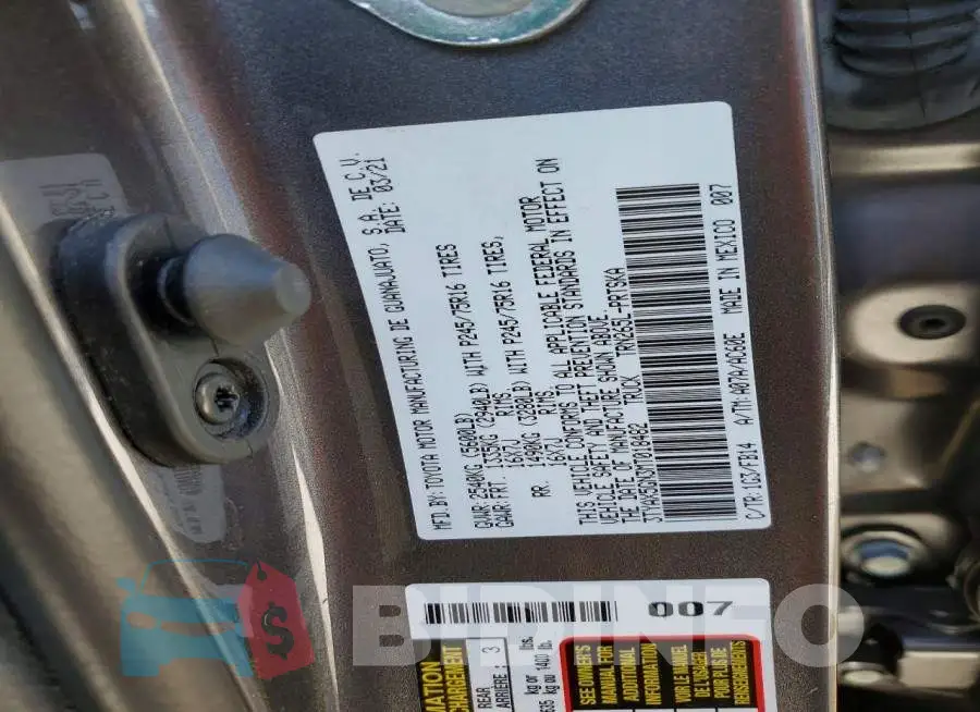 3TYAX5GN3MT018482 Photo# 12