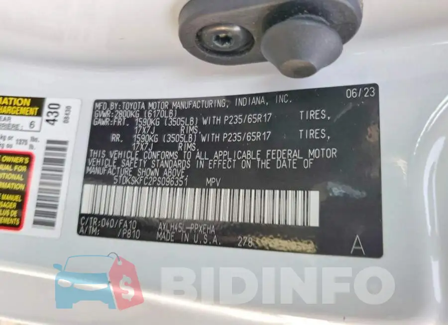 5TDKSKFC2PS096351 Photo# 13