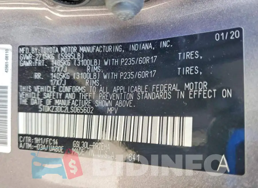 5TDKZ3DC2LS065602 Photo# 13