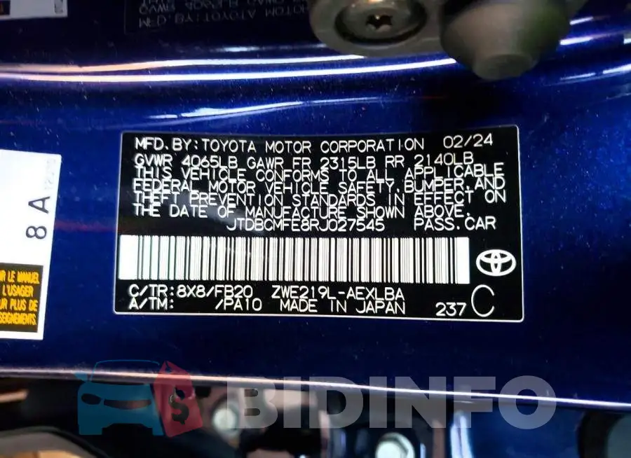 JTDBCMFE8RJ027545 Photo# 12