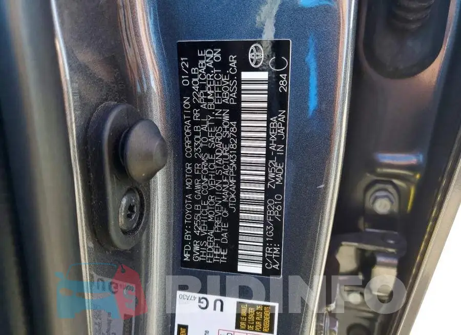 JTDKAMFP5M3182784 Photo# 13