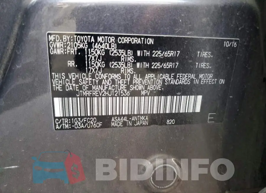 JTMRFREV2HJ121536 Photo# 14