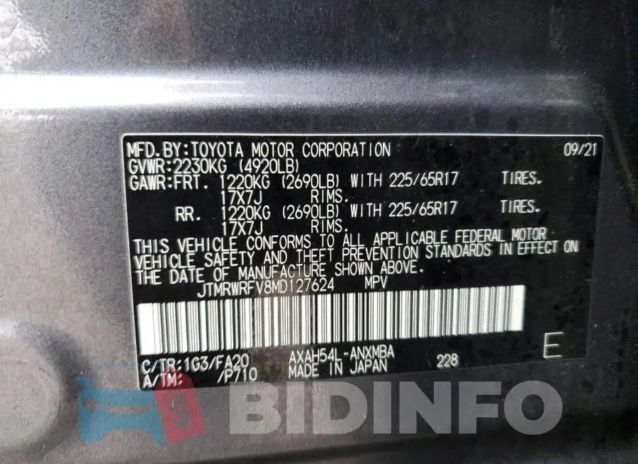 JTMRWRFV8MD127624 Photo# 13
