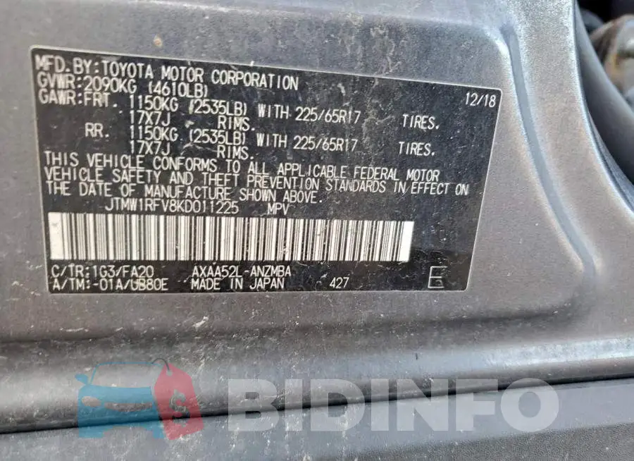 JTMW1RFV8KD011225 Photo# 13