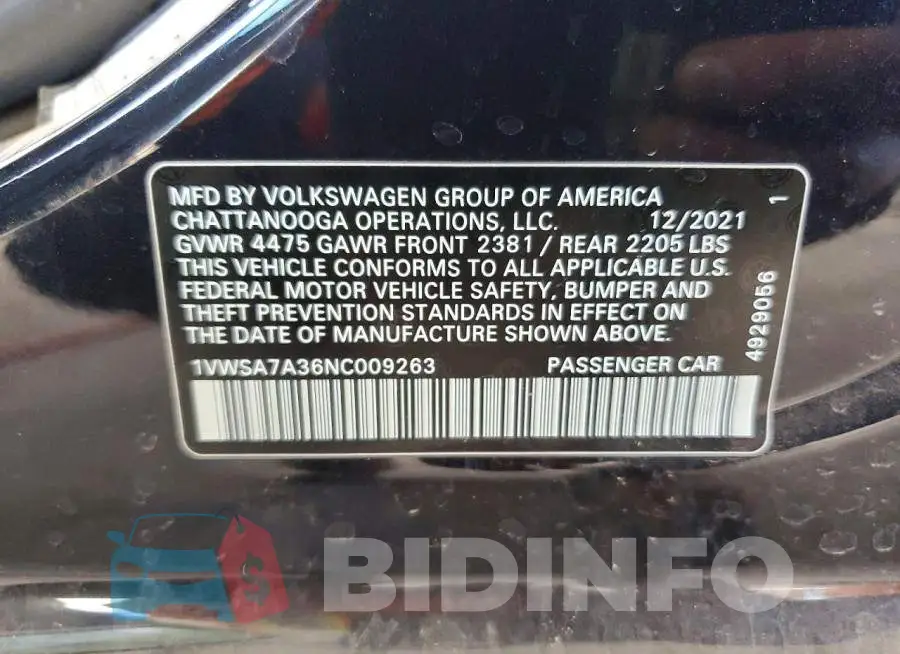 1VWSA7A36NC009263 Photo# 12