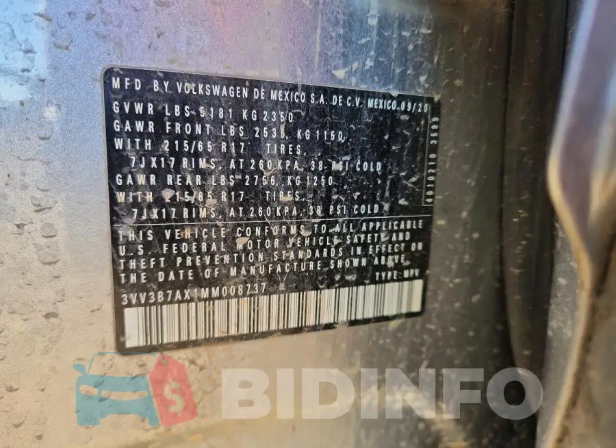 3VV3B7AX1MM008737 Photo# 13