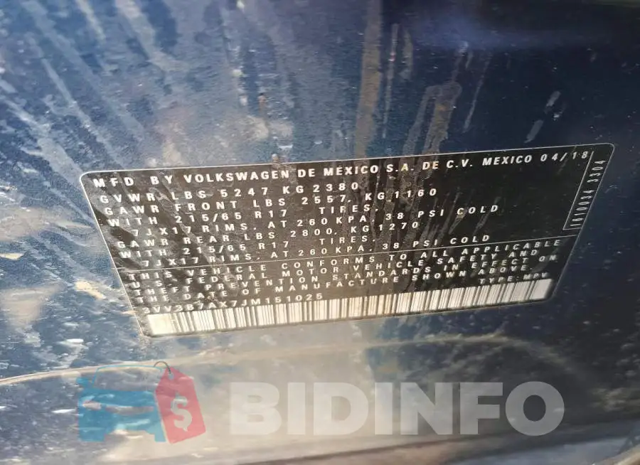 3VV3B7AX7JM151025 Photo# 13