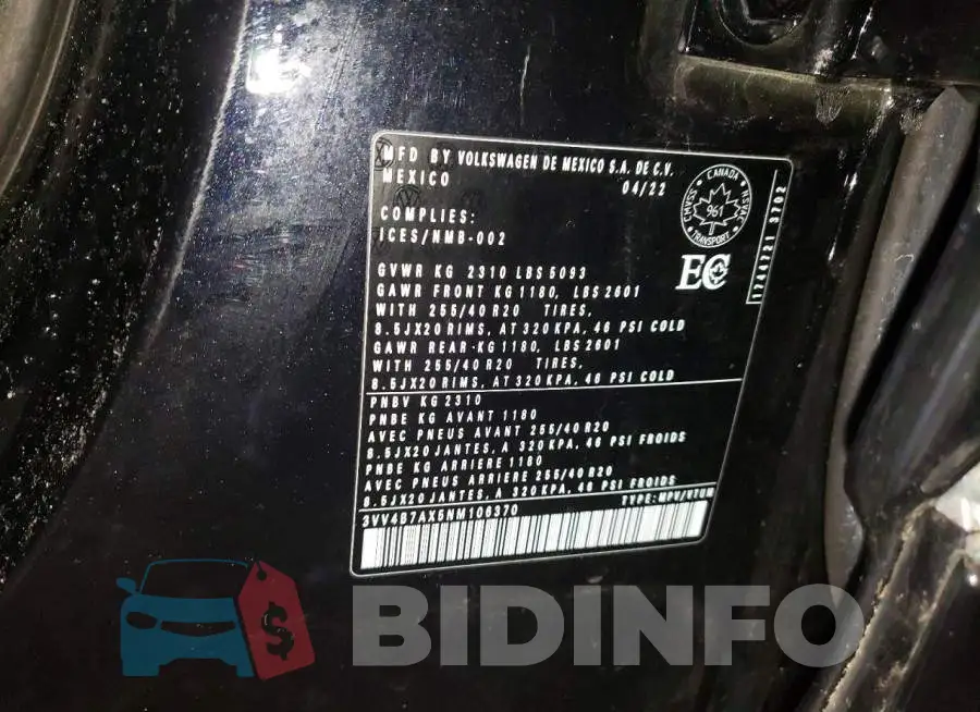 3VV4B7AX5NM106370 Photo# 13
