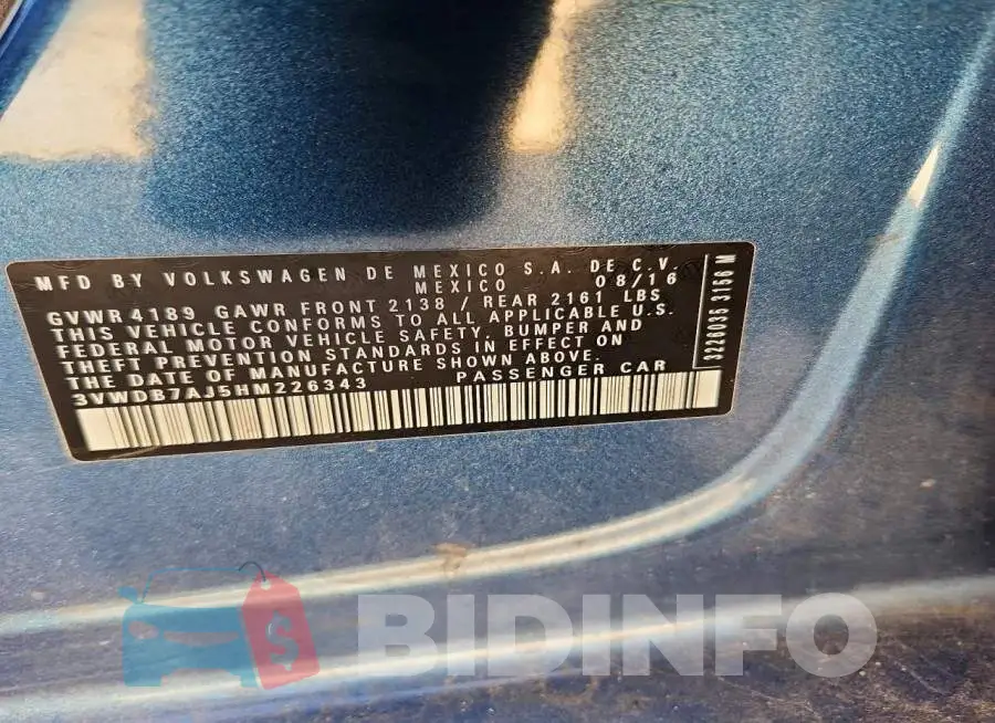 3VWDB7AJ5HM226343 Photo# 12