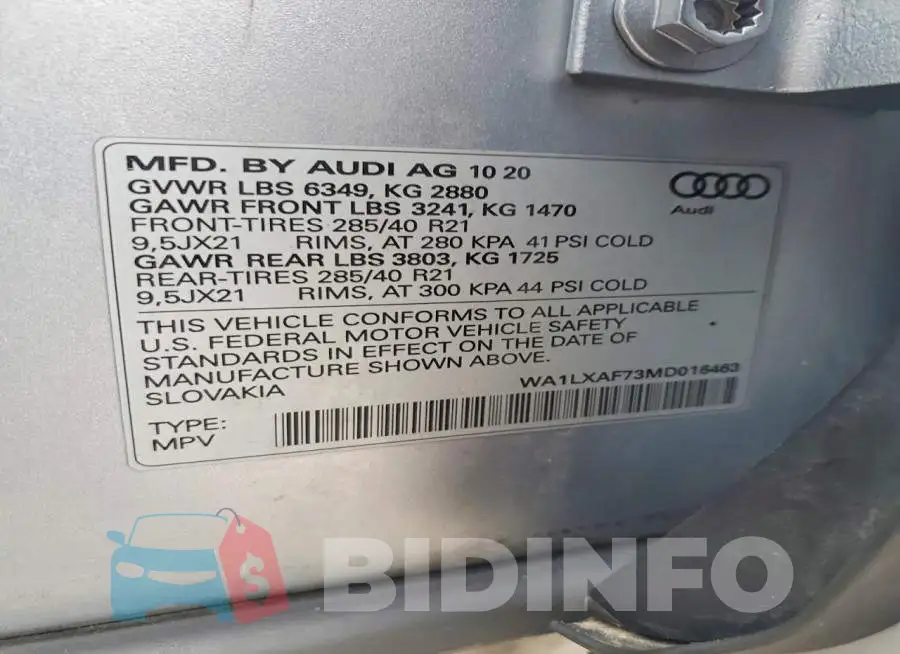 WA1LXAF73MD016463 Photo# 13