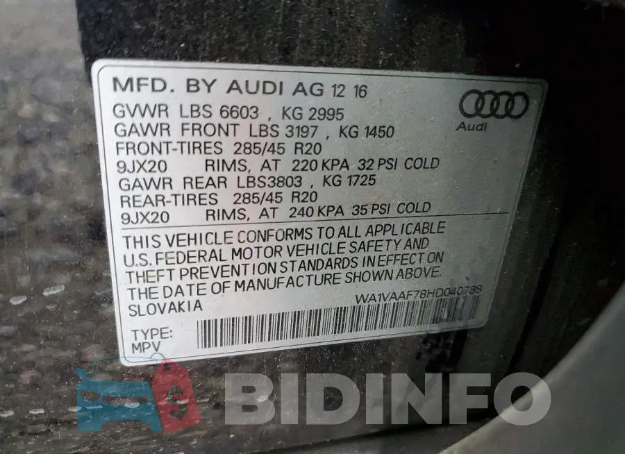 WA1VAAF78HD040788 Photo# 13