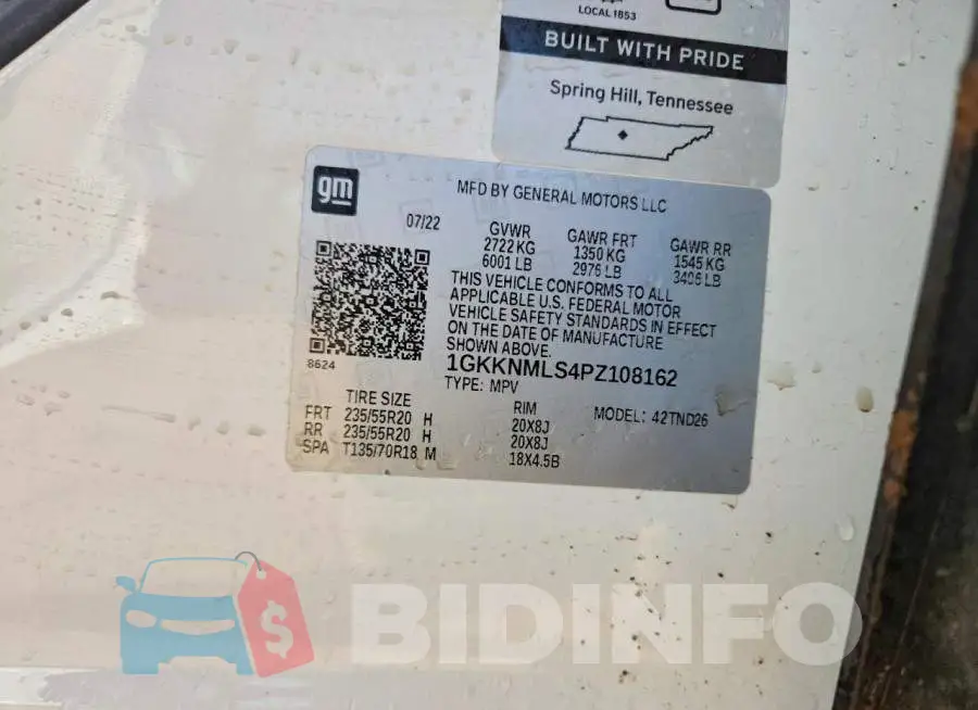 1GKKNMLS4PZ108162 Photo# 13