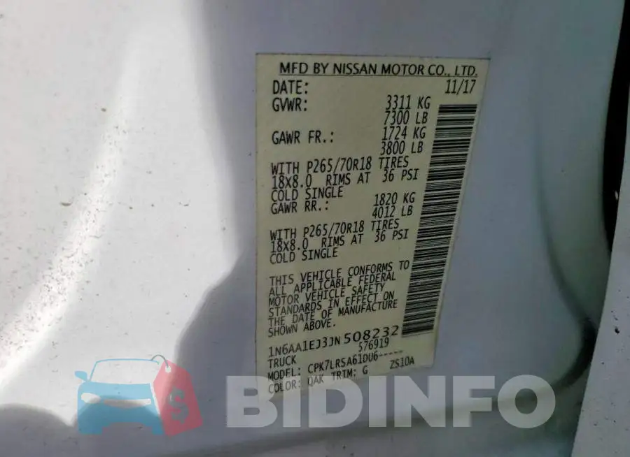 1N6AA1EJ3JN508232 Photo# 12