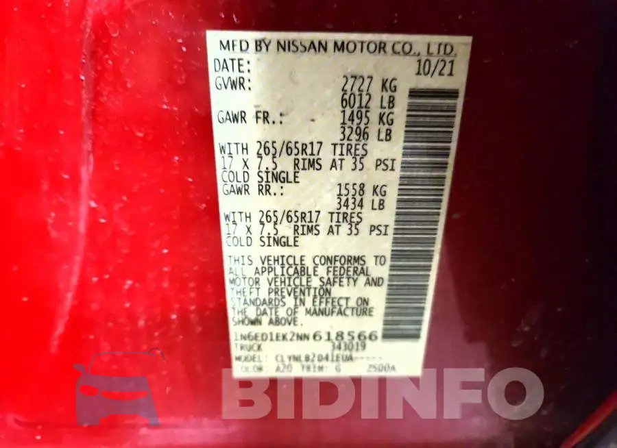 1N6ED1EK2NN618566 Photo# 12