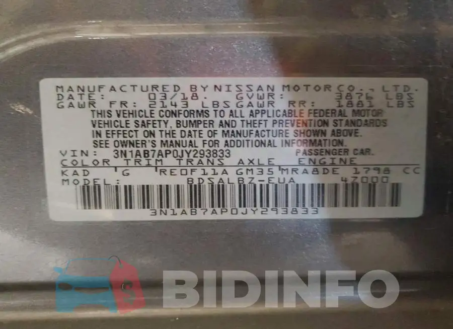 3N1AB7AP0JY293833 Photo# 12