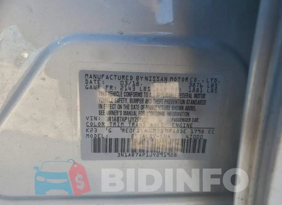 3N1AB7AP1JY291928 Photo# 12
