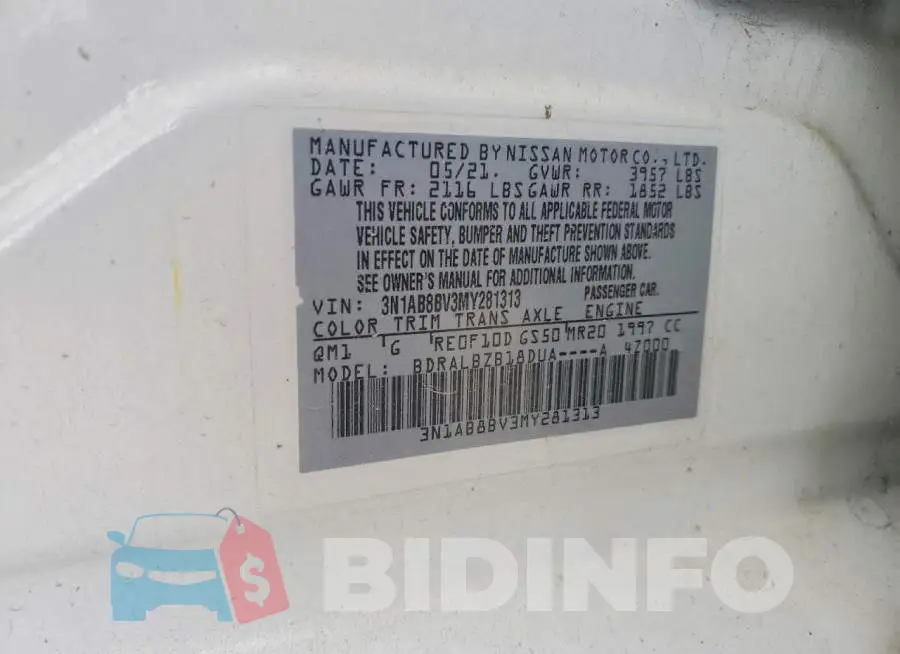 3N1AB8BV3MY281313 Photo# 13