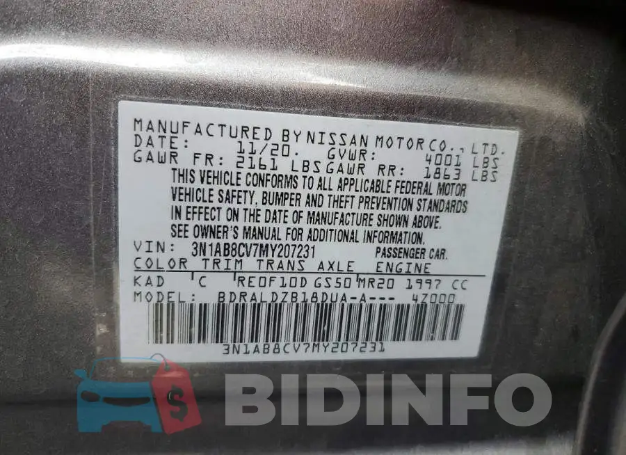 3N1AB8CV7MY207231 Photo# 12