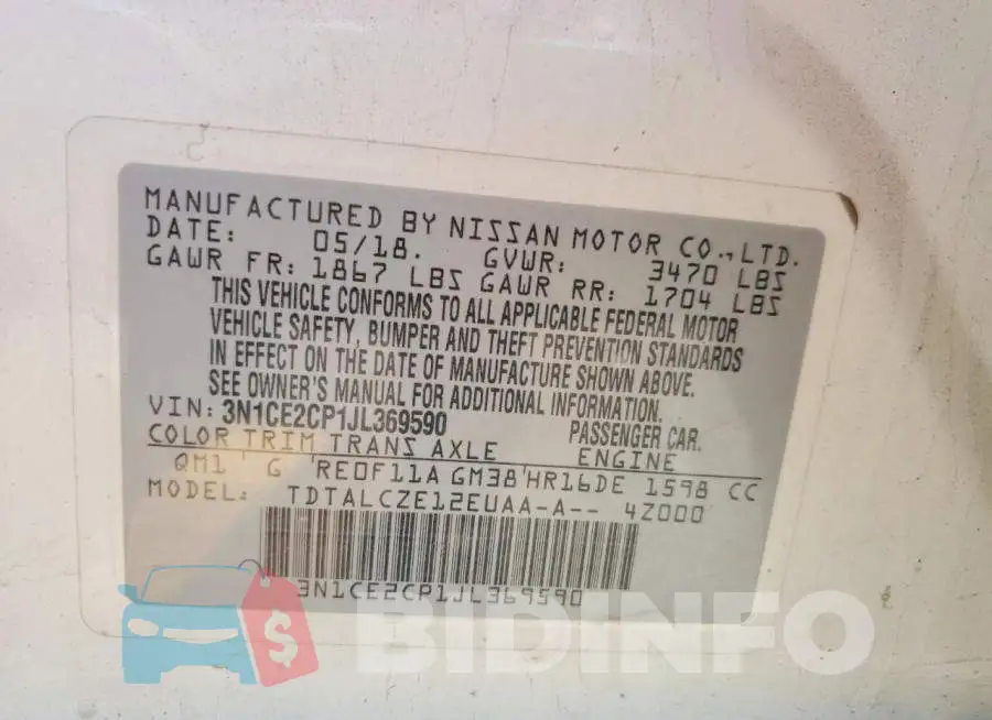 3N1CE2CP1JL369590 Photo# 13