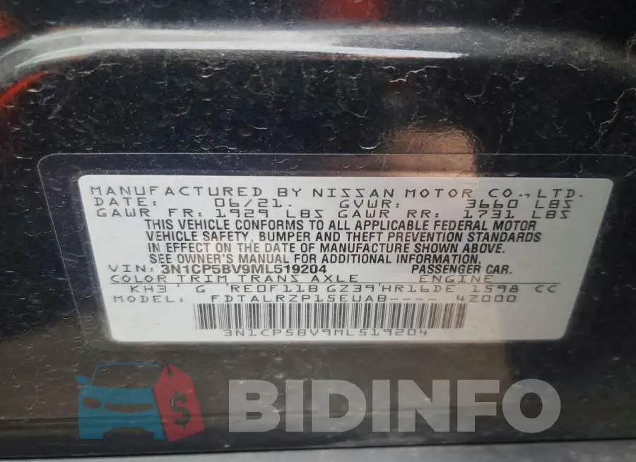 3N1CP5BV9ML519204 Photo# 13