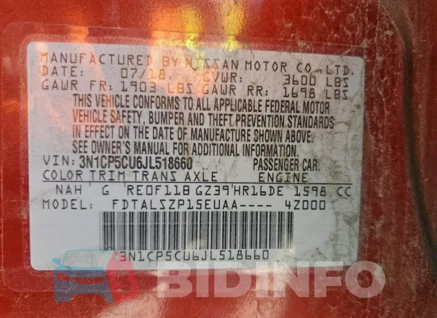3N1CP5CU6JL518660 Photo# 14