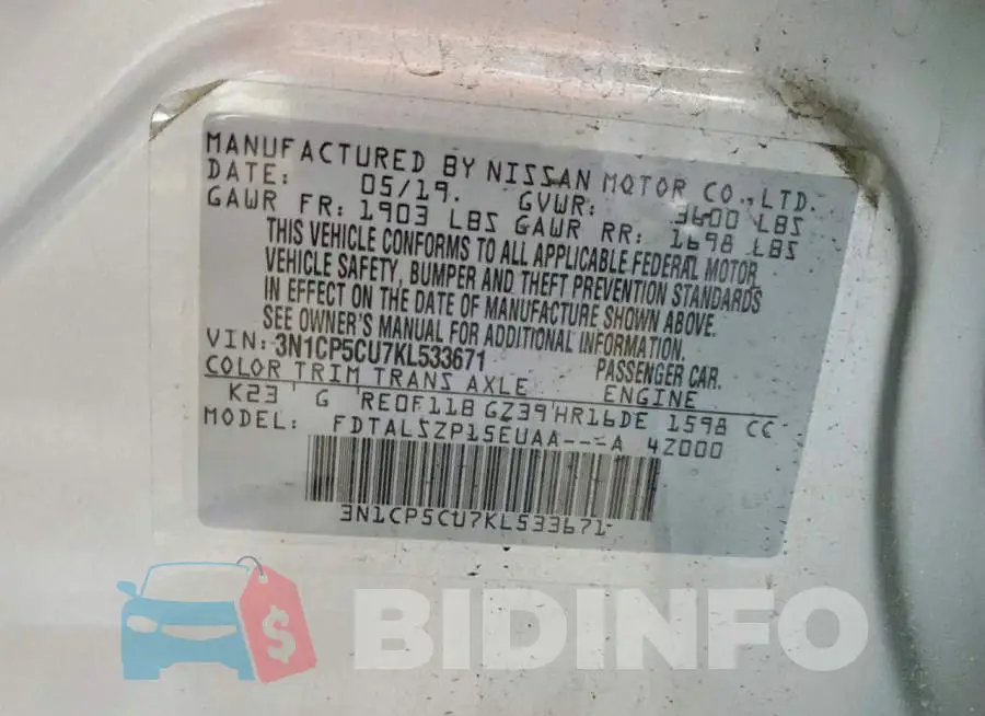 3N1CP5CU7KL533671 Photo# 12
