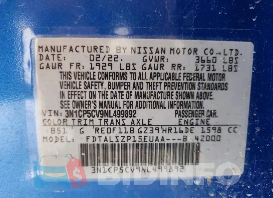 3N1CP5CV9NL499892 Photo# 11