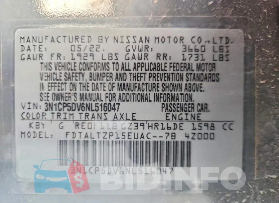 3N1CP5DV6NL516047 Photo# 13