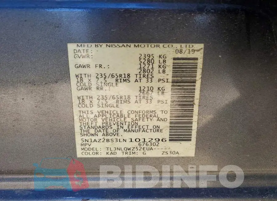 5N1AZ2BS3LN101296 Photo# 13