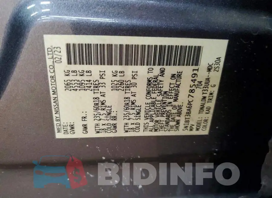 5N1BT3BA6PC785491 Photo# 13