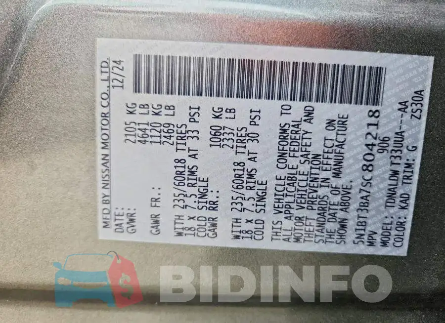 5N1BT3BA7SC804218 Photo# 13
