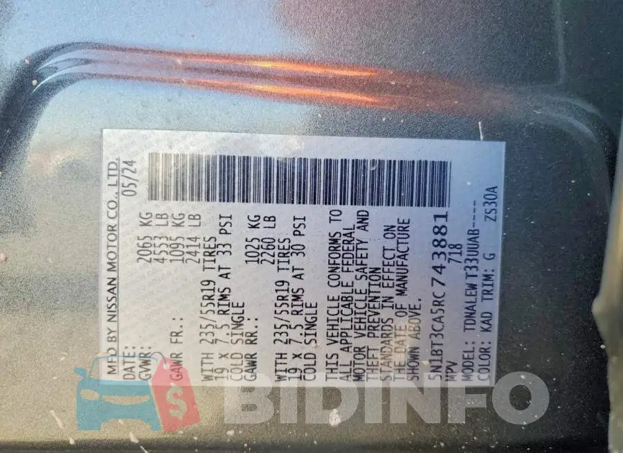 5N1BT3CA5RC743881 Photo# 13