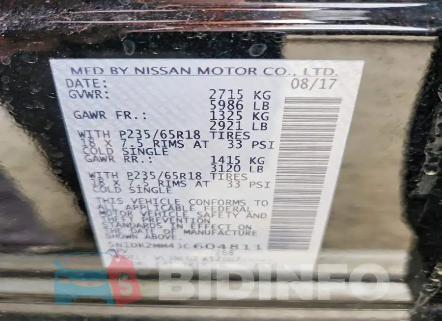 5N1DR2MM4JC604811 Photo# 13