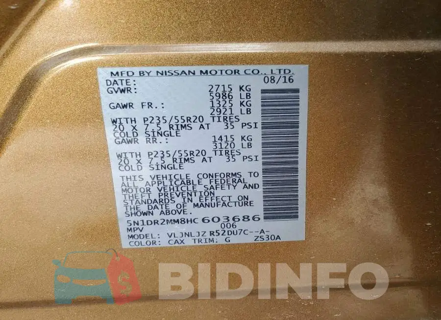 5N1DR2MM8HC603686 Photo# 13