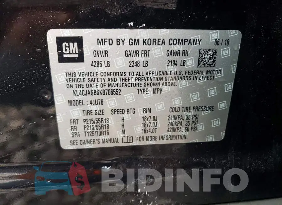 KL4CJASB6KB706552 Photo# 13