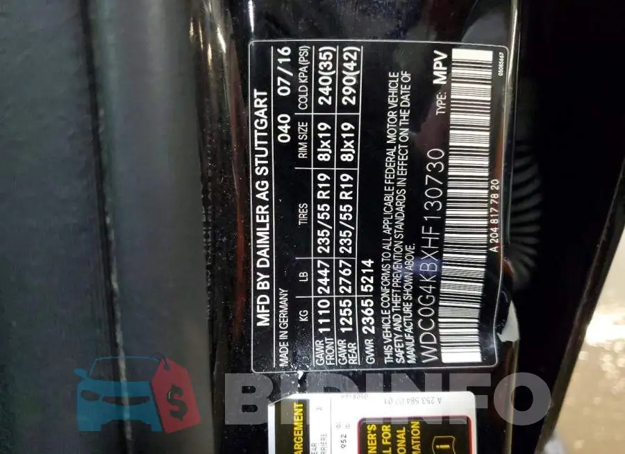 WDC0G4KBXHF130730 Photo# 12