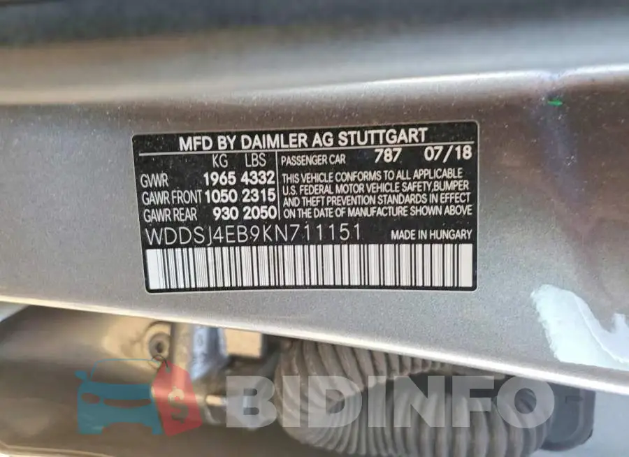 WDDSJ4EB9KN711151 Photo# 12